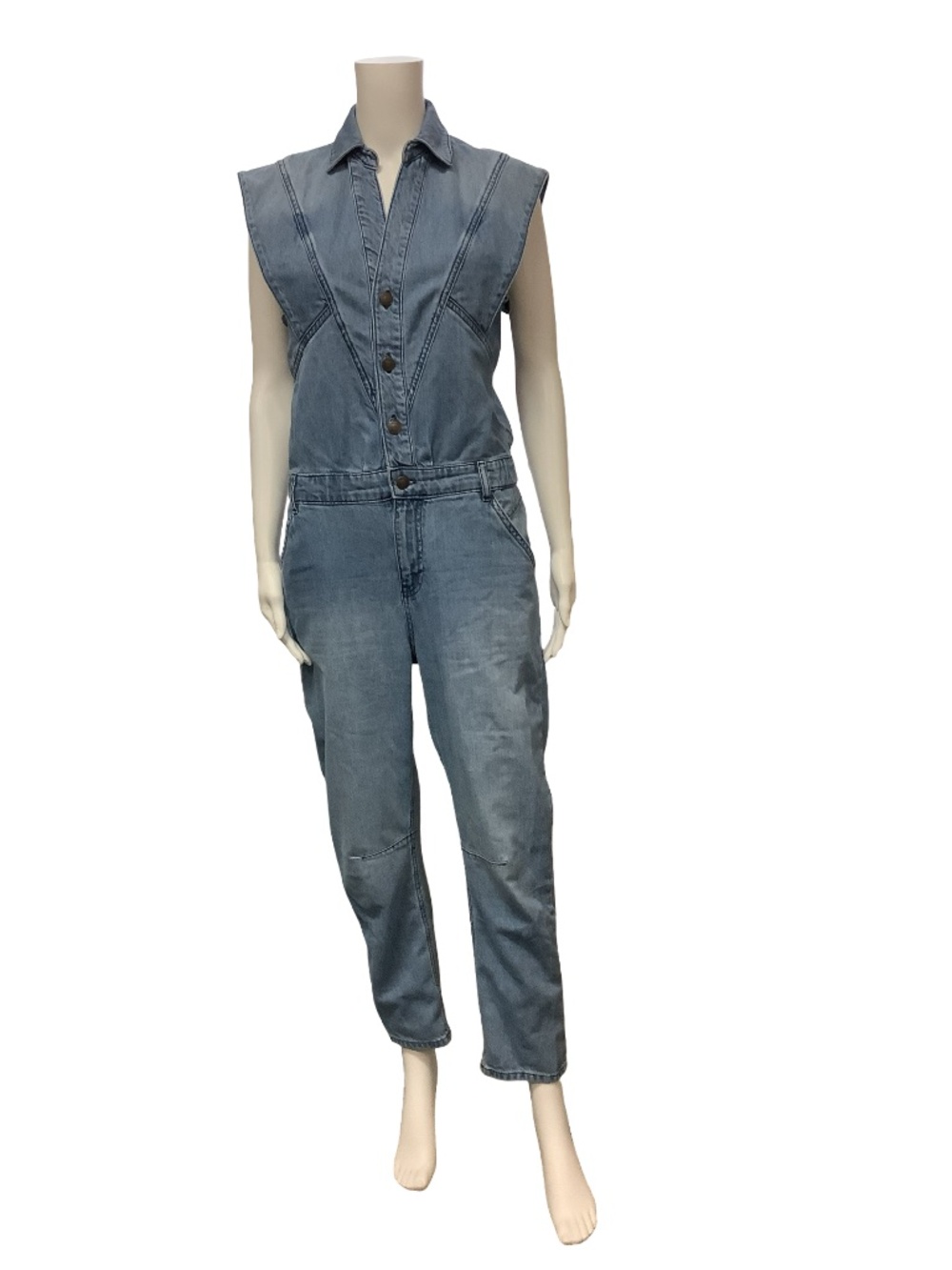 Ba&sh V-Neck Jean Jumpsuit Size: S/ EU 36